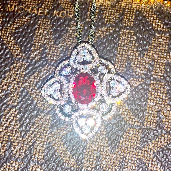๐งฟ2/$15๐งฟ NWT/NIB Ruby & White Sapphire Silver Necklace - Picture 5 of 12